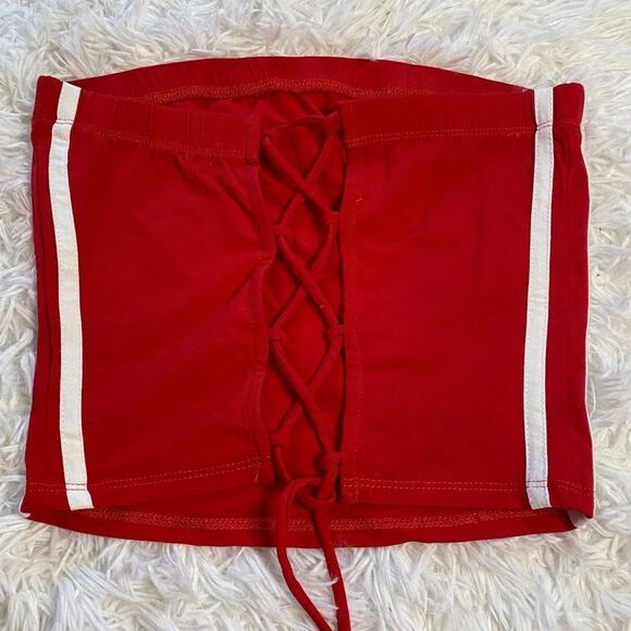 2x Active USA Knit Crop Tank Top Tube Crop Top Criss Cross Back Strappy blue red - Picture 6 of 14